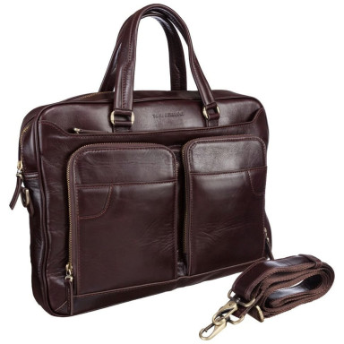 Briefcase leather Tony Bellucci 5048-09 brown smooth