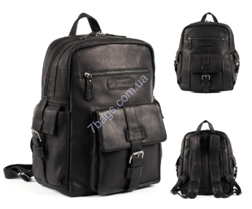 Шкіряний італійський рюзаками, колір чорний, Hill & Burry