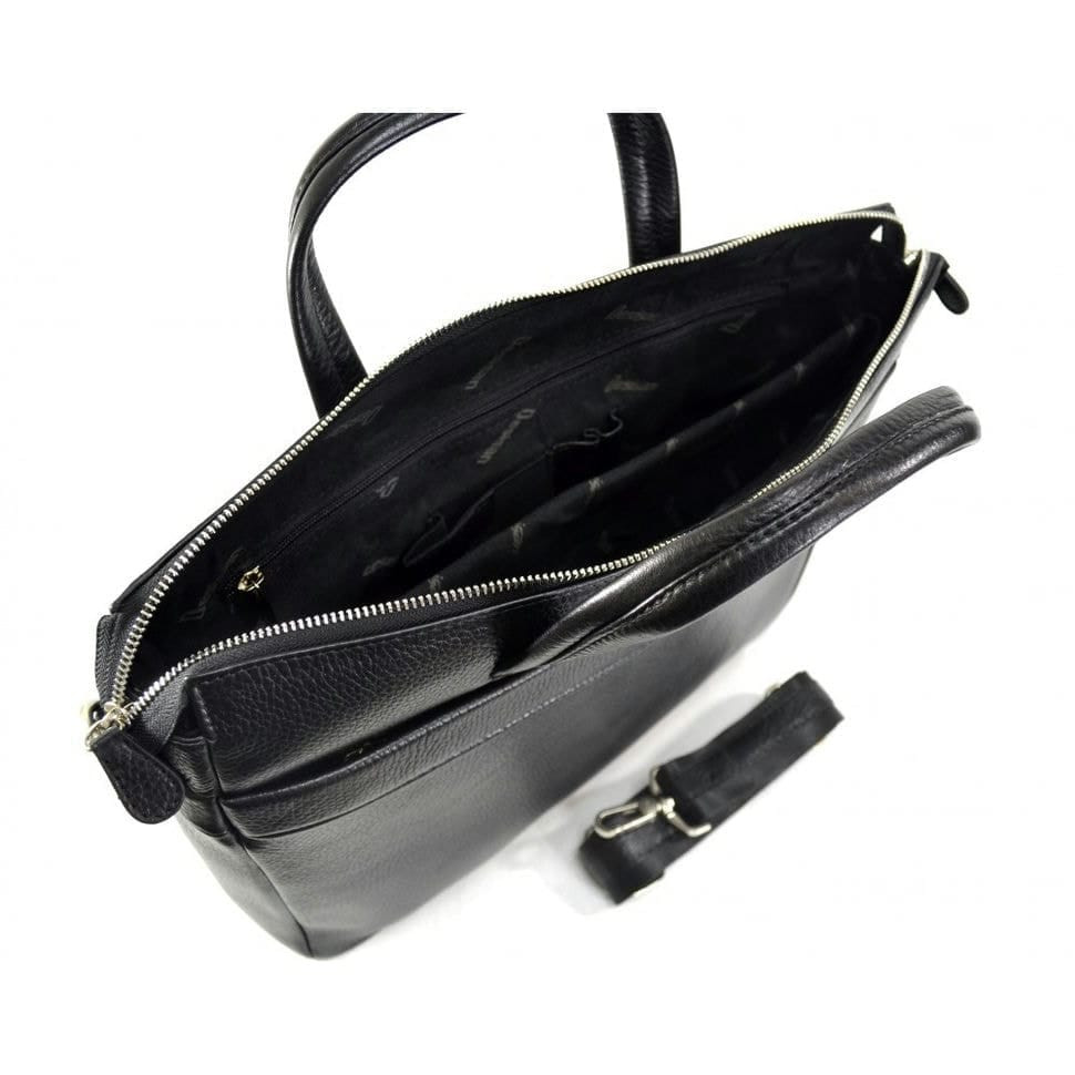 Шкіряний портфель Desisan 1335-01 чорний дрібний флотар