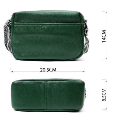Сумка на одне відділення для стильних жінок із натуральної шкіри Vintage 22603 Зелена