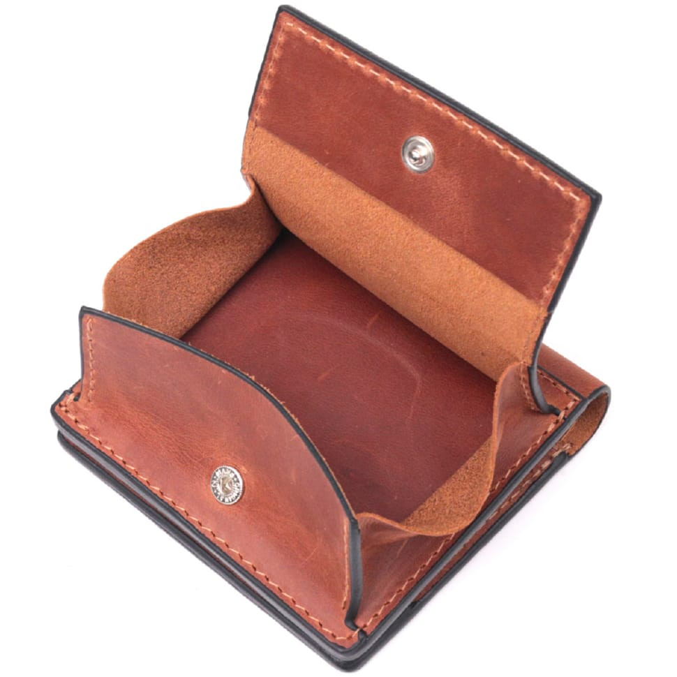 Чоловічий гаманець із вінтажної шкіри із монетницею Слава ЗСУ GRANDE PELLE 16756 Світло-коричневий