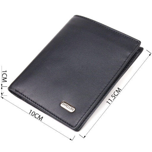 Чоловіче портмоне з натуральної гладкої шкіри CANPELLINI 21500 Чорне