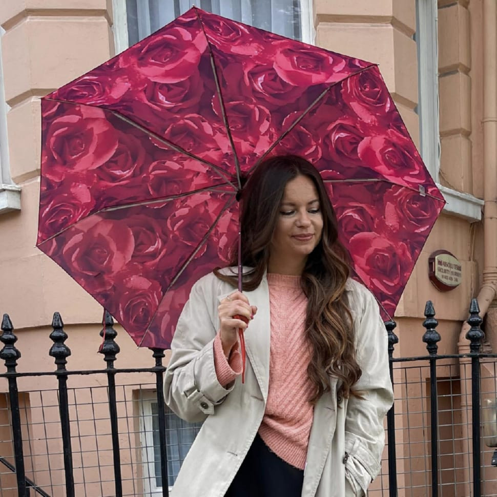 Women's umbrella Fulton Open & Close-4 L346 Photo Rose Red (Red roses)