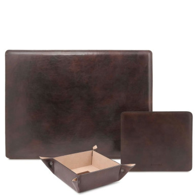 Premium Office Set Leather desk pad, mouse pad and valet tray Tuscany TL142088