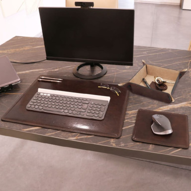 Premium Office Set Leather desk pad, mouse pad and valet tray Tuscany TL142088