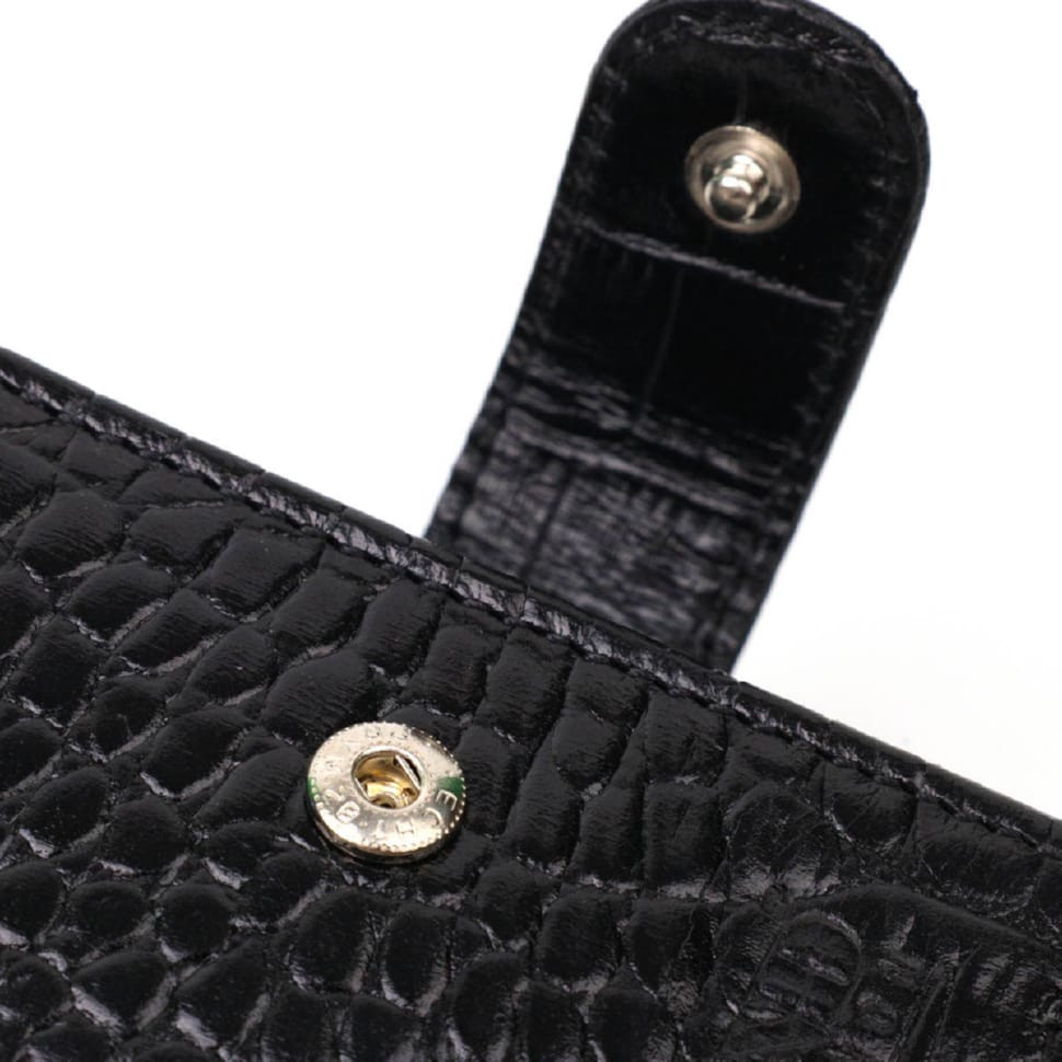 Місткий невеликий гаманець для чоловіків з натуральної шкіри з тисненням під крокодила BOND 21997 Чорний