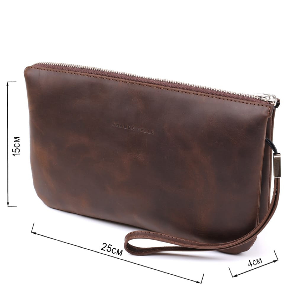 Vintage men's purse GRANDE PELLE 11145 leather Brown