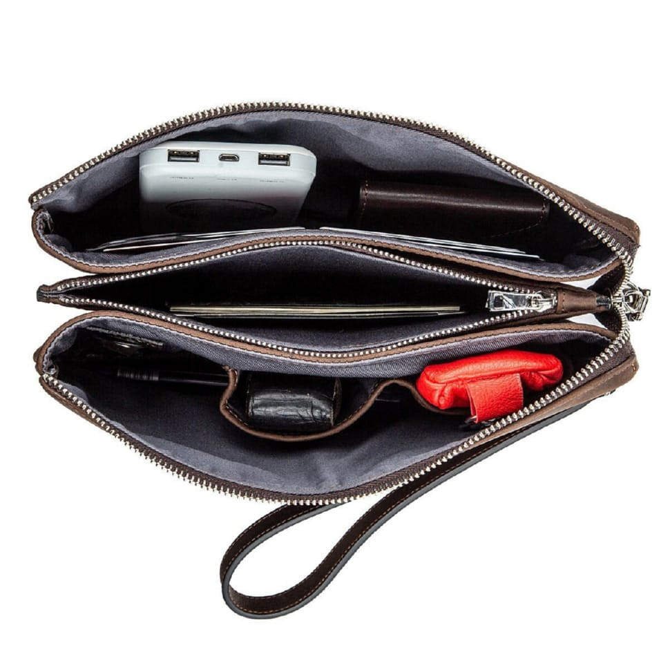 Vintage men's purse GRANDE PELLE 11145 leather Brown