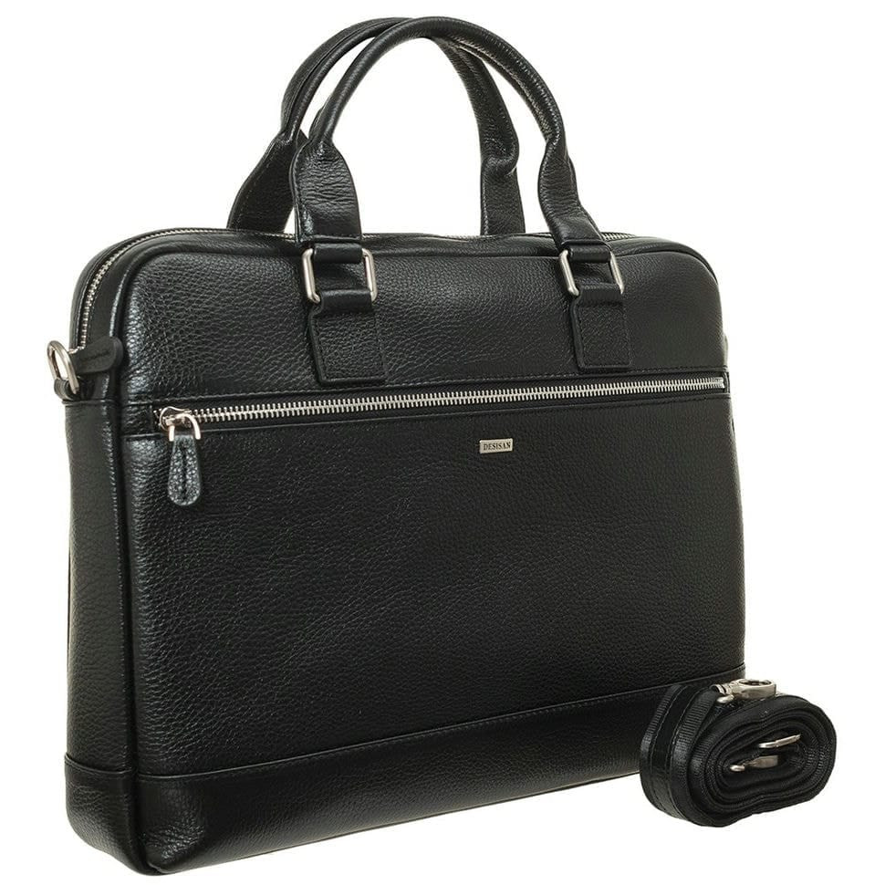 Шкіряний портфель Desisan 353-01 чорний флотар