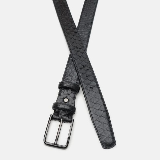 Ремінь чоловічий з шкіри пітона Sergio Torri 7-004 155 см Чорний