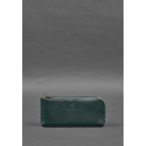 Шкіряне портмоне-купюрник на блискавці 14.0 зелений