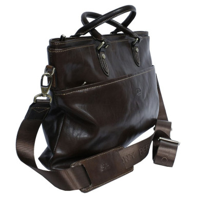 Leather bag Italico 7615 moro brown
