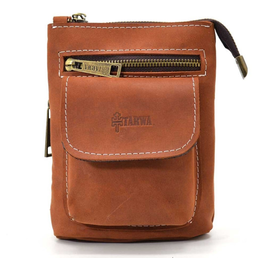 Маленька чоловіча сумка на пояс, через плече, на джинси руда TARWA RB-1350-3md
