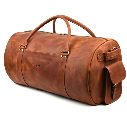 Дорожня сумка баул із натуральної шкіри RB-6564-4lx TARWA коньячна
