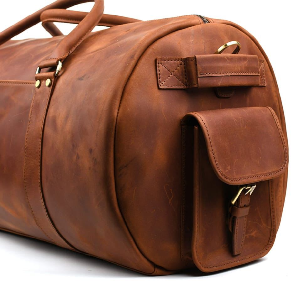 Дорожня сумка баул із натуральної шкіри RB-6564-4lx TARWA коньячна