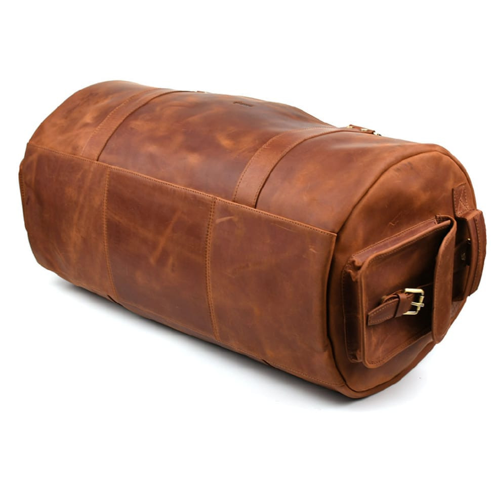 Дорожня сумка баул із натуральної шкіри RB-6564-4lx TARWA коньячна