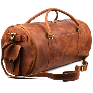 Travel bag made of genuine leather RB-6564-4lx TARWA cognac