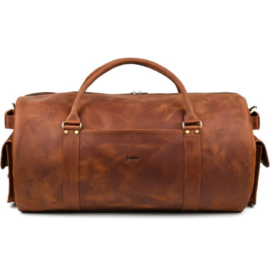 Travel bag made of genuine leather RB-6564-4lx TARWA cognac