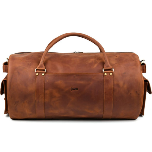 Дорожня сумка баул із натуральної шкіри RB-6564-4lx TARWA коньячна