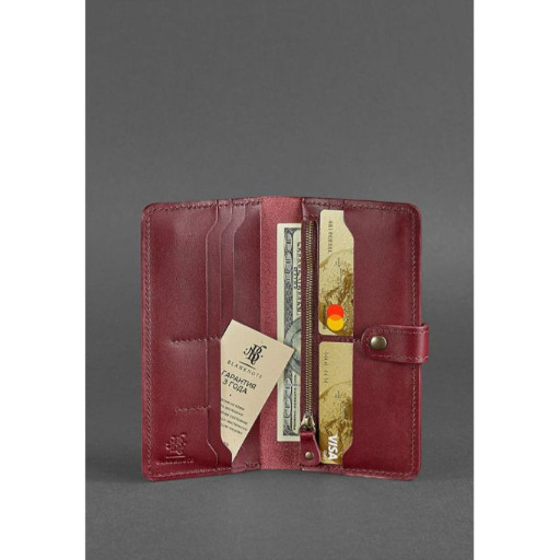 Шкіряне жіноче портмоне 7.0 бордове