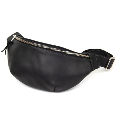 Leather belt bag Grande Pelle 741110 black crazy horse