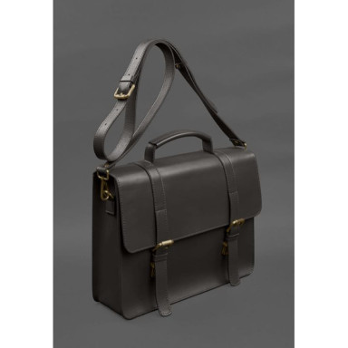 Leather Porte Satchel Bag Dark Brown