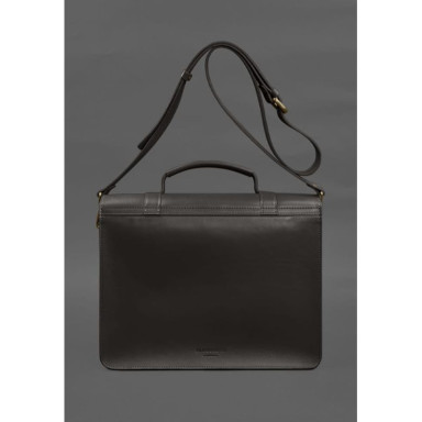 Leather Porte Satchel Bag Dark Brown