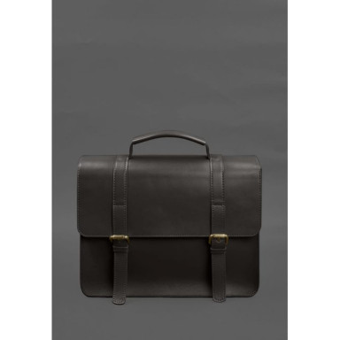 Leather Porte Satchel Bag Dark Brown