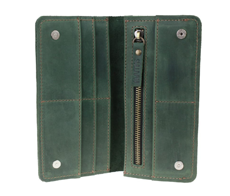 Men's large leather wallet SULLIVAN 103-63(10) green