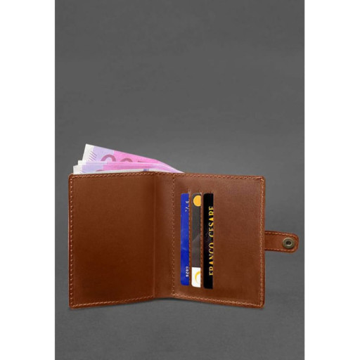 Шкіряна обкладинка-портмоне для посвідчення офіцера 11.0 світло-коричнева