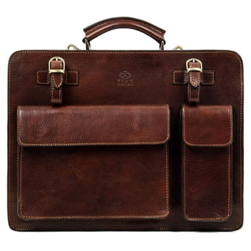 Шкіряний портфель - The Prophet - коричневий Time Resistance 5203601