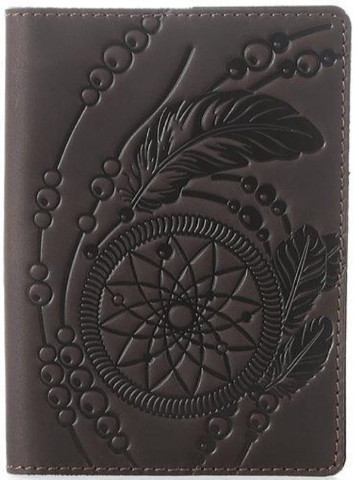 Обкладинка на паснорт SHVIGEL 13793 з вінтажній шкіри Коричнева