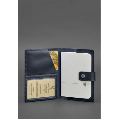 Leather passport cover 5.0 (with window) dark blue Krust