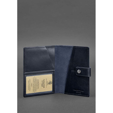Leather passport cover 5.0 (with window) dark blue Krust
