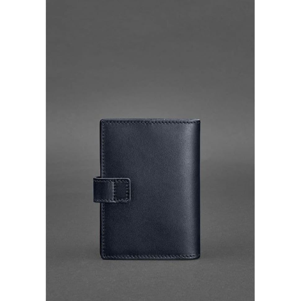 Шкіряна обкладинка для паспорта 5.0 (з віконцем) темно-синя Краст