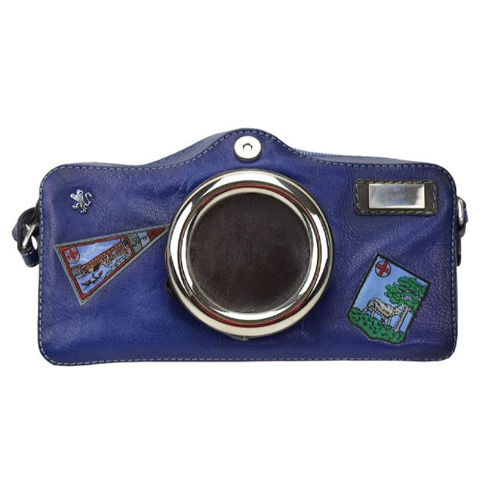 Pratesi BBE444 - Photocamera Bruce Cross Body Bag in cow leather Bruce Electric Blue