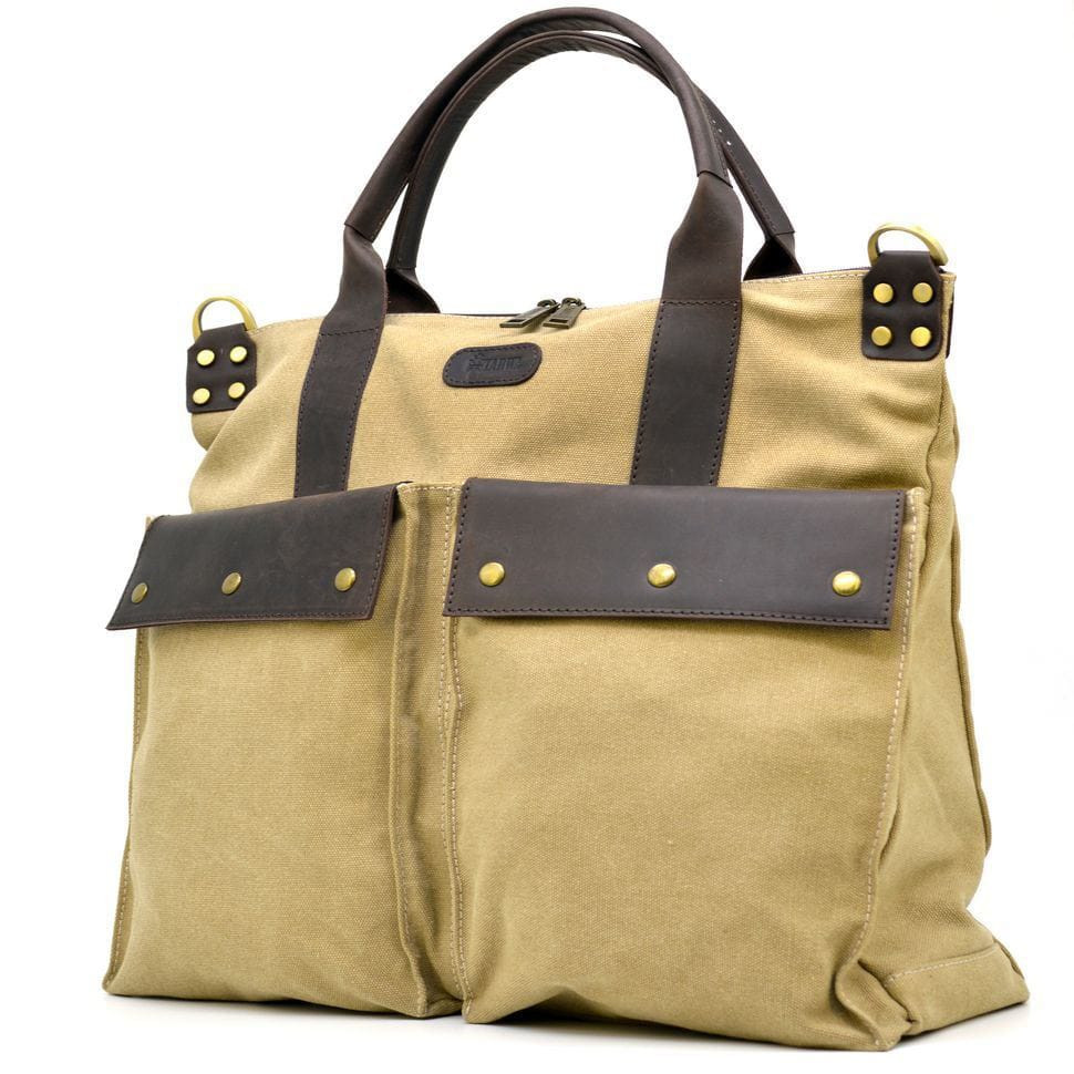 Універсальна сумка унісекс мікс тканини канвас і шкіри TARWA RC-1355-4lx