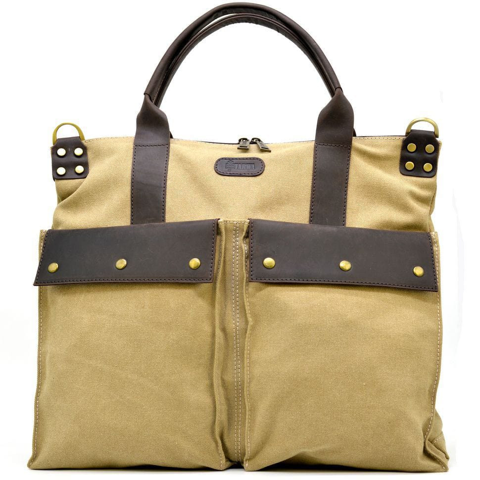 Універсальна сумка унісекс мікс тканини канвас і шкіри TARWA RC-1355-4lx