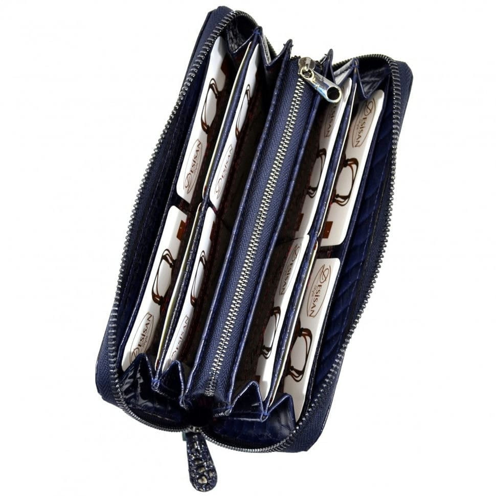 Гаманець жіночий шкіряний Desisan 09-634 синій кроко лак