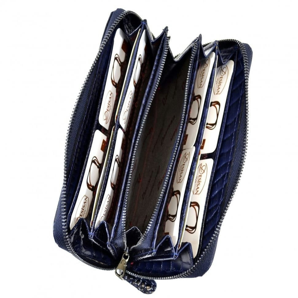 Гаманець жіночий шкіряний Desisan 09-634 синій кроко лак