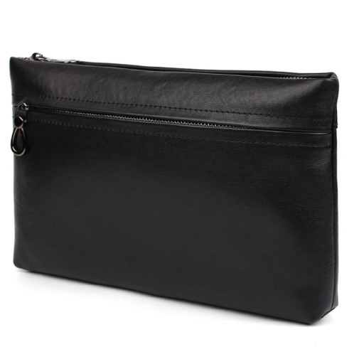 Шкіряний клатч для чоловіків JDC010A чорний з петлею та передньою кишенею