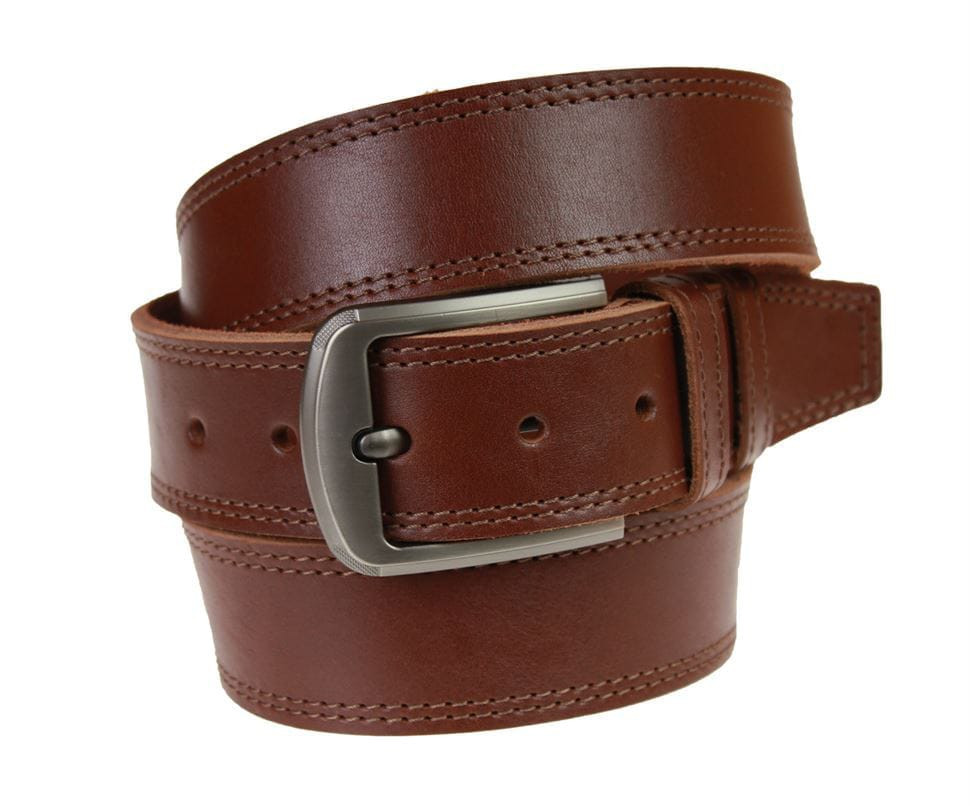 Ремінь чоловічий шкіряний джинсовий подвійна строчка SULLIVAN112-104 (9) 115-150 см світло-коричневий
