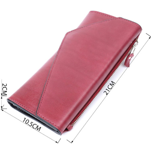Місткий гаманець з монетницею зовні з натуральної шкіри GRANDE PELLE 11647 Бордовий