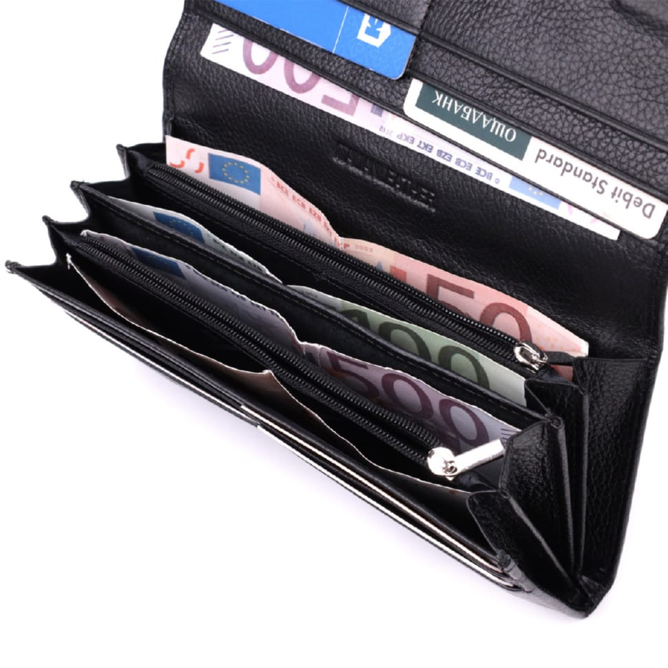 Удобный женский кошелек из натуральной кожи ST Leather 22523 Черный