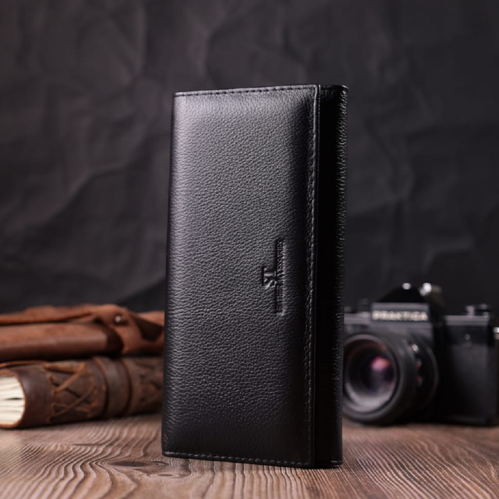 Удобный женский кошелек из натуральной кожи ST Leather 22523 Черный