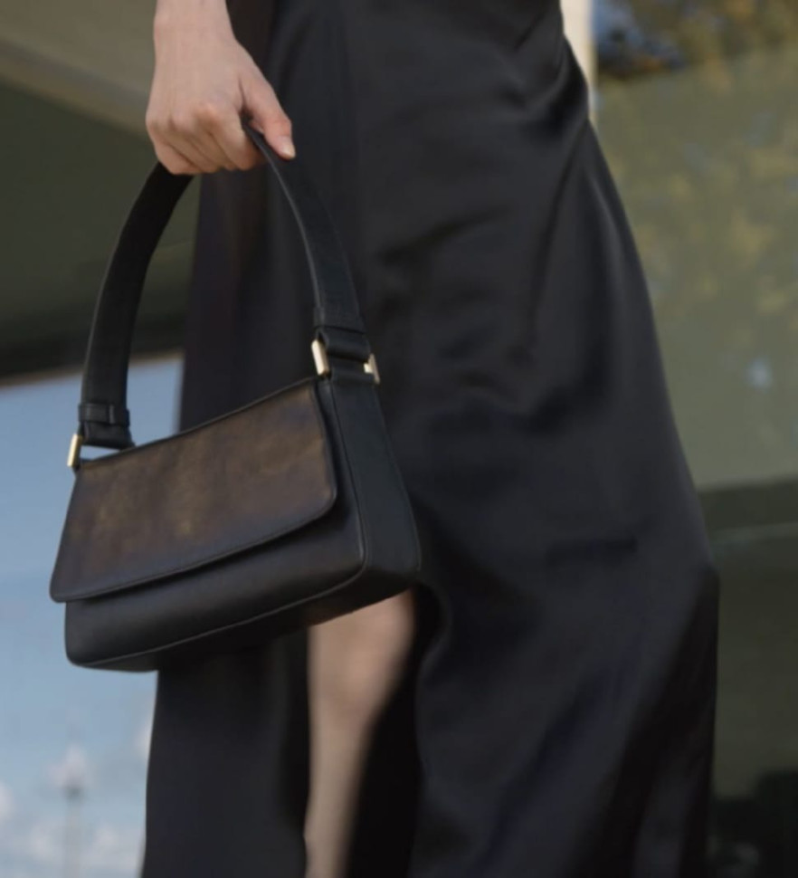 Women's leather baguette bag black - Bright Lights, Big City - Time Resistance 5247301
