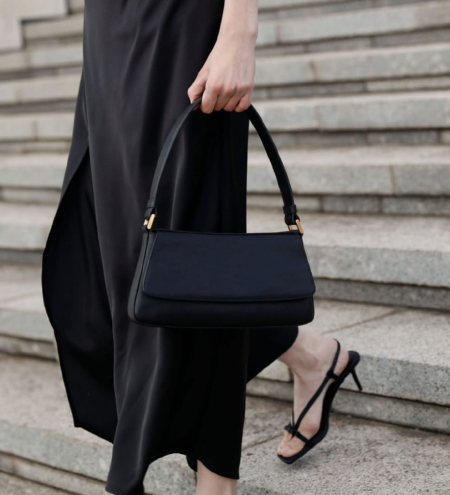 Women's leather baguette bag black - Bright Lights, Big City - Time Resistance 5247301