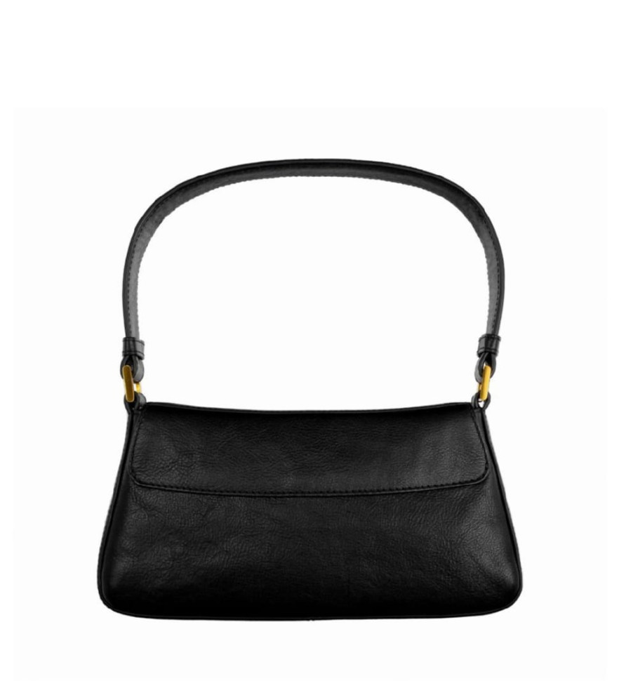 Women's leather baguette bag black - Bright Lights, Big City - Time Resistance 5247301