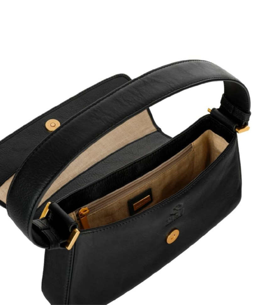 Women's leather baguette bag black - Bright Lights, Big City - Time Resistance 5247301
