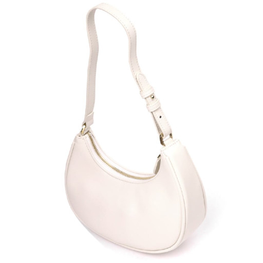 Стильная женская сумка-хобо из натуральной гладкой кожи 21287 Vintage Молочная